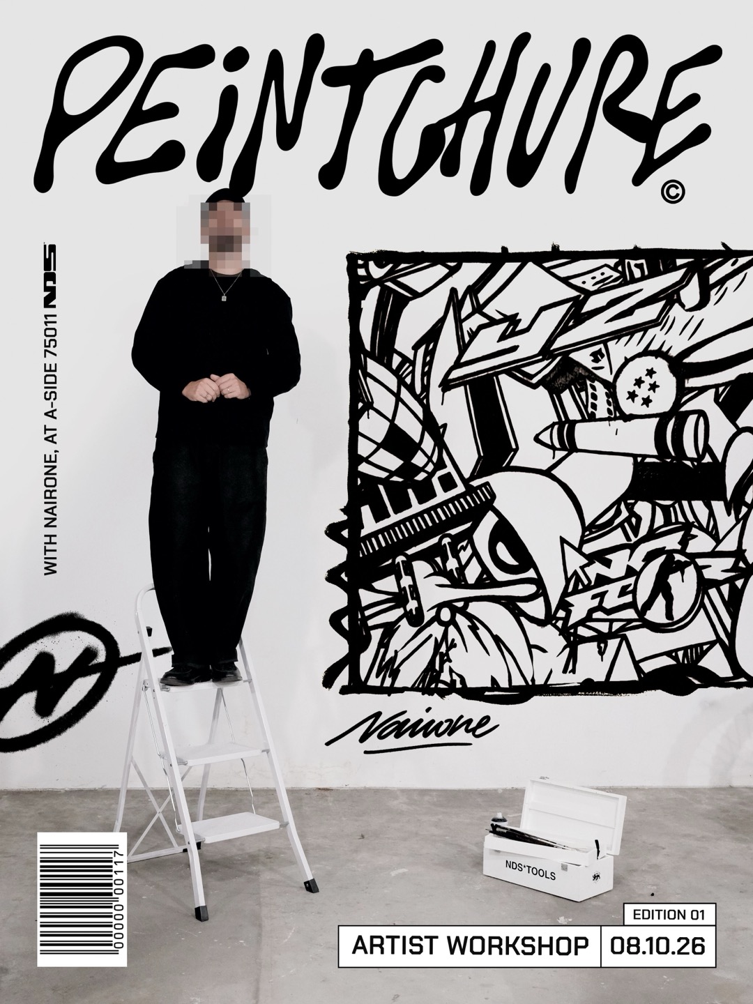 Affiche Peintchure Artist Workshop avec Nairone, 08.10.26, A-side Paris