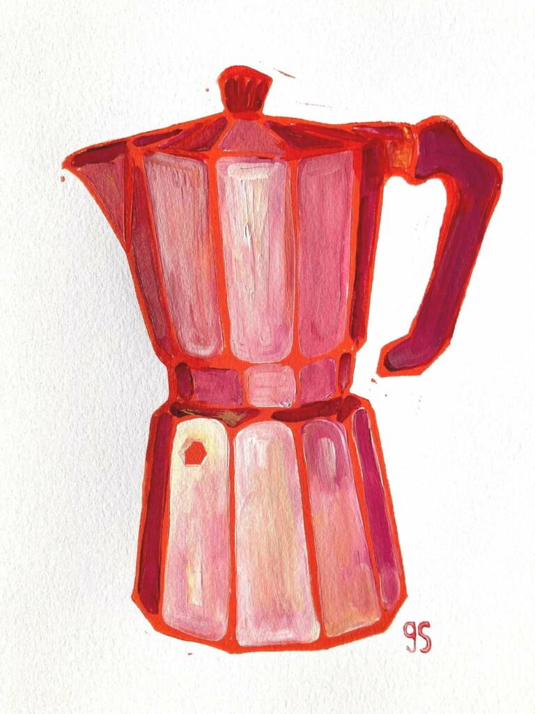 Cafetière italienne rouge peinte