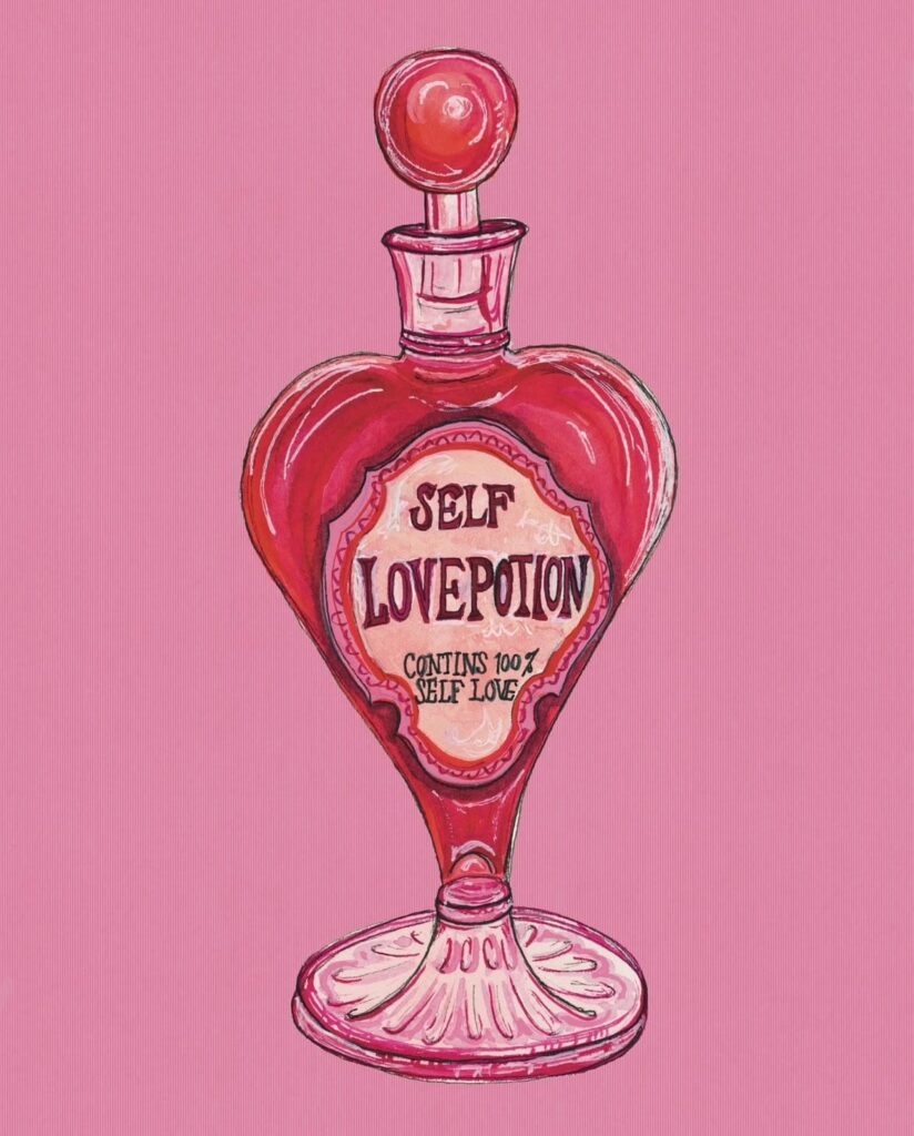 Flacon en cœur « Self love potion »