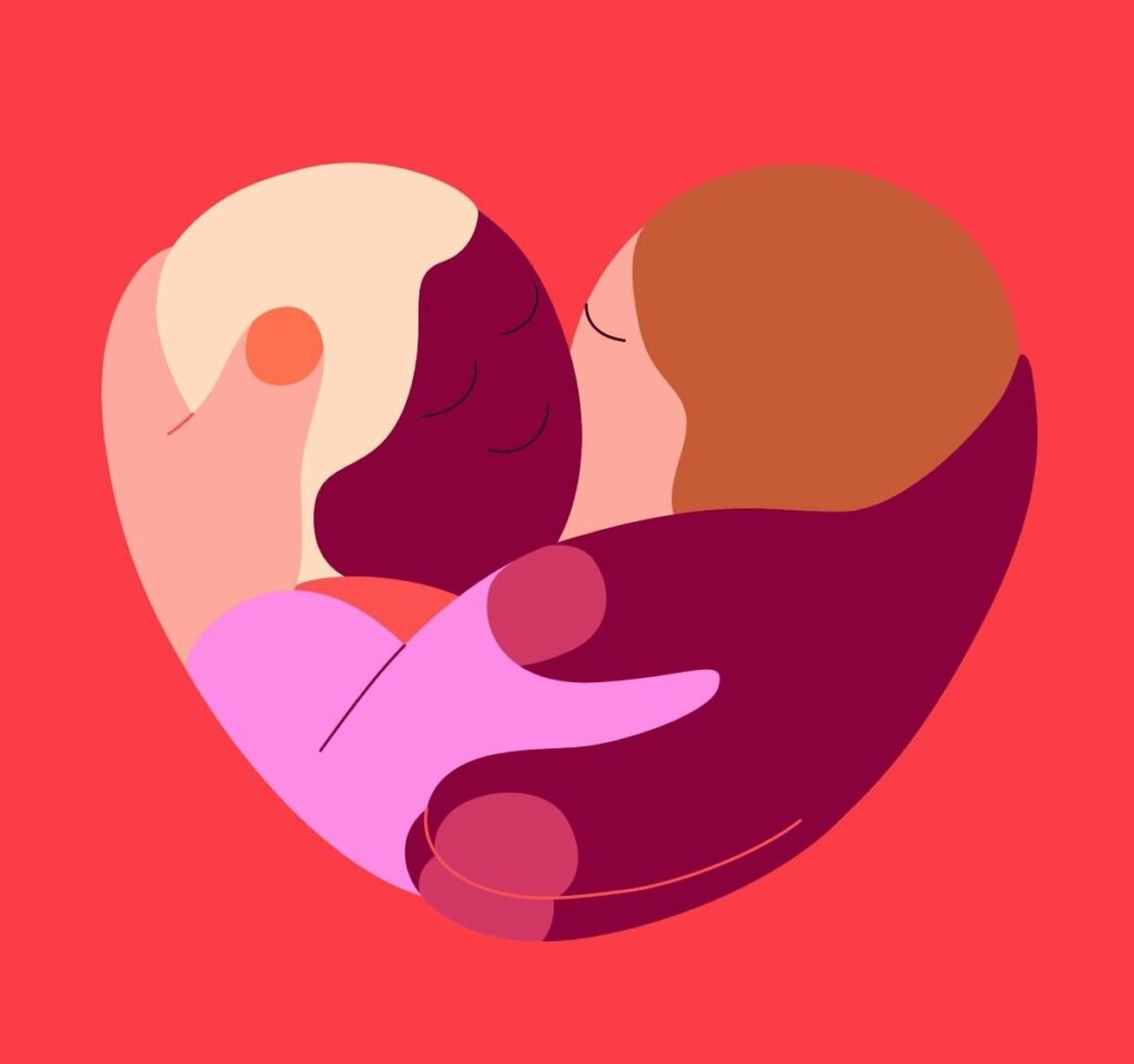 Couple enlacé formant un cœur