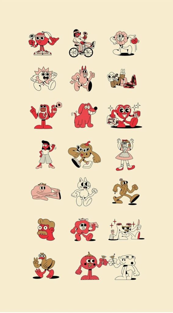 Planche de petits personnages rouges
