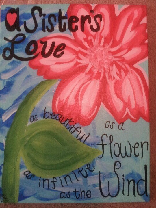 Fleur rose et texte « A sister’s love »