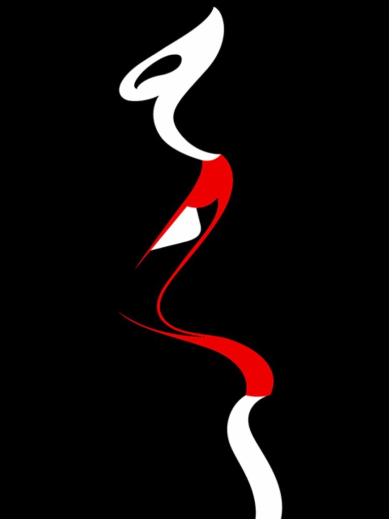 Profil de visage en rouge et blanc sur fond noir