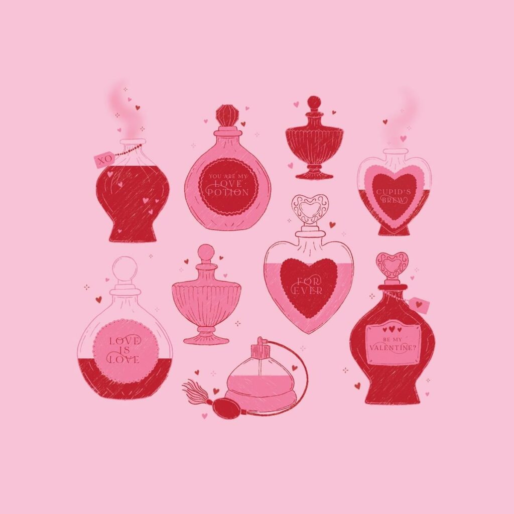 Flacons de parfum roses