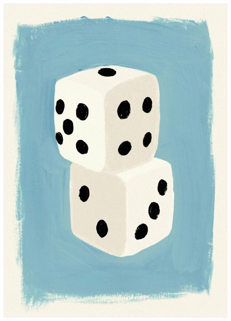 Deux dés sur fond bleu clair